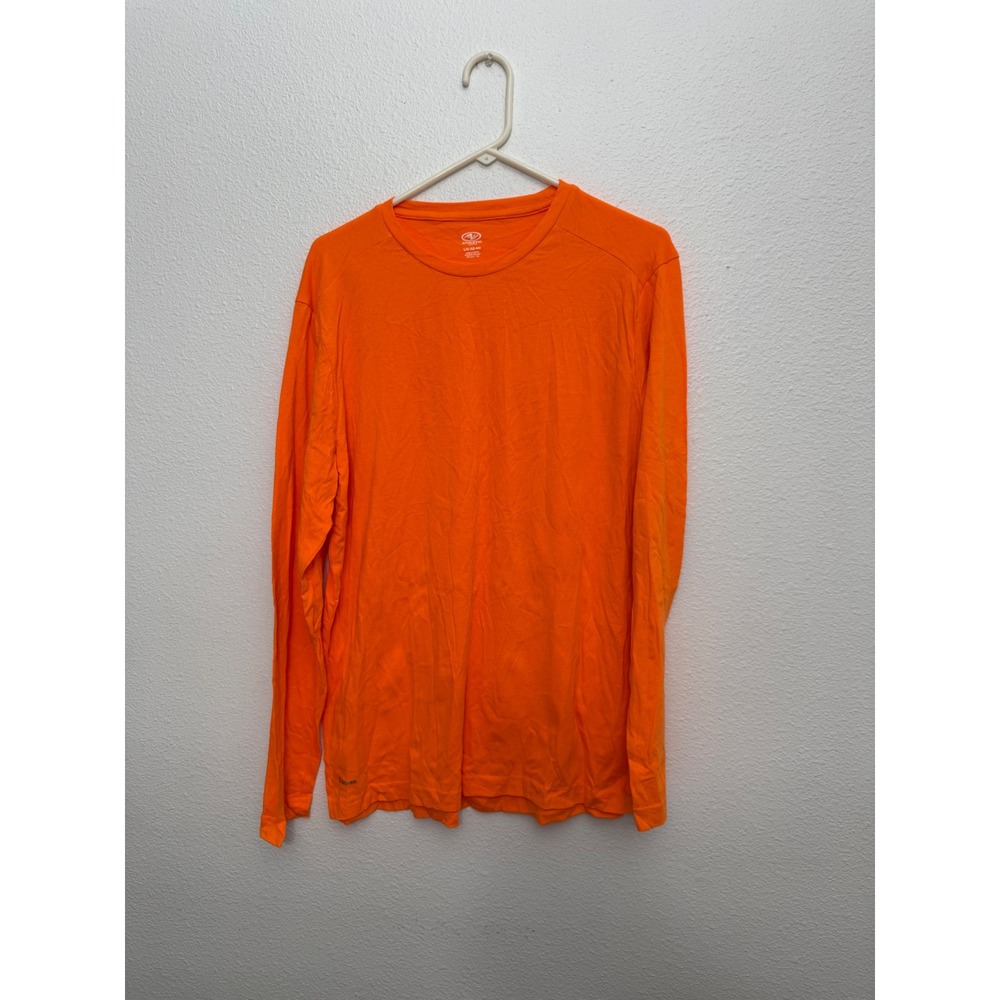 Athletic Works Mens Orange Long Sleeve DriWorks Performance T-Shirt Size Large